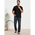 thumbnail image 2 of DARING DIVA Men's Ripped Henley Retro Short Sleeve Button Down T-Shirt M Black, 2 of 7