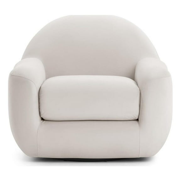 Pemberly Row Contemporary Cream Velvet Swivel Chair - 36"W x 36"D x 30.6"H