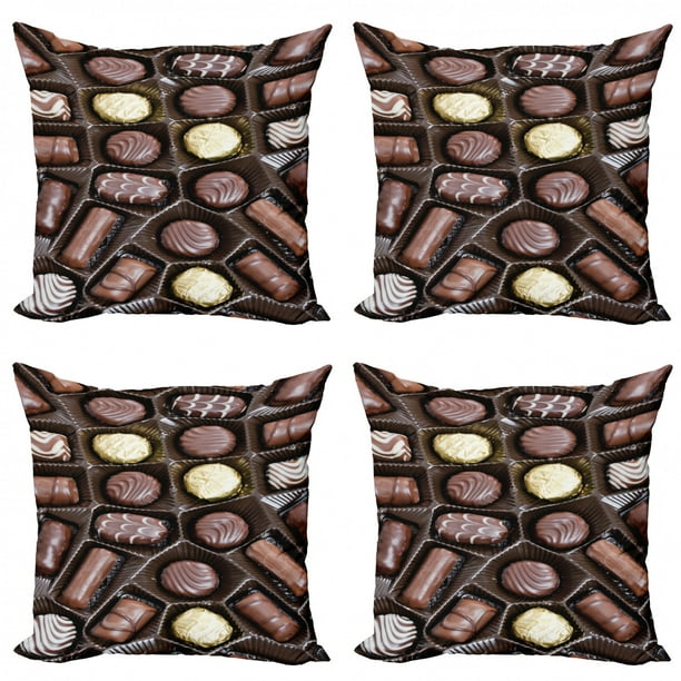 Chocolate Throw Pillow Cushion Case Pack of 4, Closeup Image of a