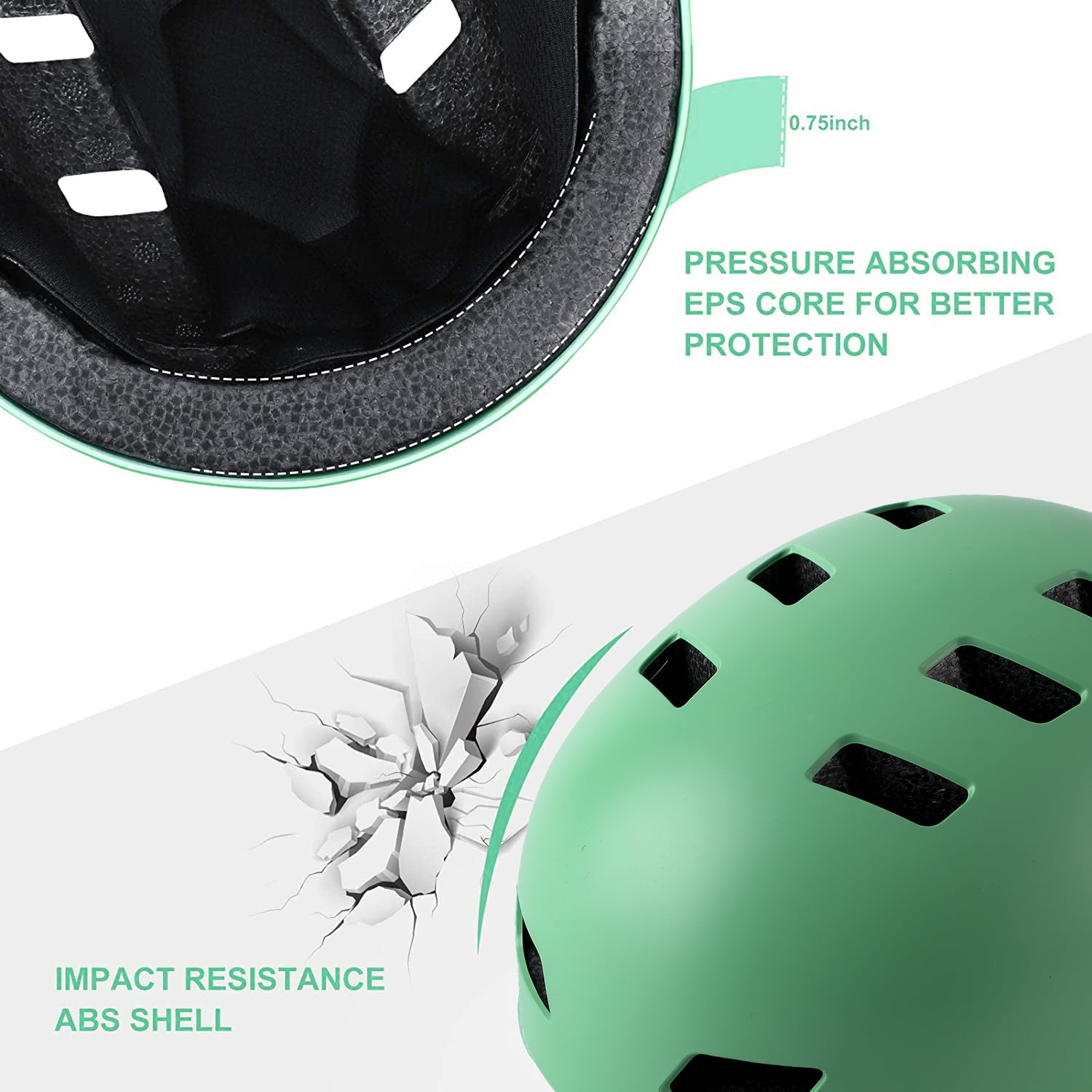 Rongbenyuan Adult Men Bike Helmet with Carry Bag,Multi-Sport for Scooter Skating Rollerblading, Green(59-62cm)