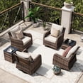 thumbnail image 2 of MEISSALIVVE Outdoor Patio Furniture Set with Swivel Chair, 6 Pieces Patio Conversation Set, Patio Sectional Furniture Set with 4 Swivel Rocker Patio Chair and 2 Side Table (Beige), 2 of 10
