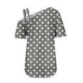 thumbnail image 5 of Fengactive Womens Short Sleeve One Shoulder Tops Crisscross Strappy Shirts Polka Dot Tunic Blouse, 5 of 5