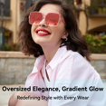 thumbnail image 3 of Gafas de sol Dollger Oversized Square 100% con protección UV, color rosa, 3 of 6