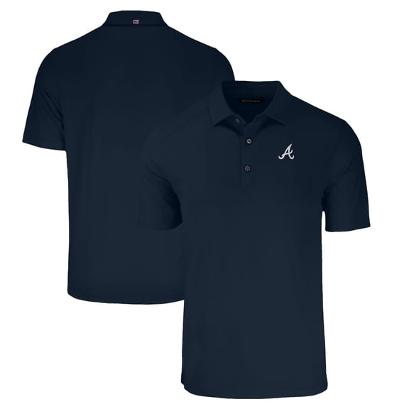 Men's Cutter & Buck Navy Atlanta Braves Forge Eco Stretch Recycled Polo