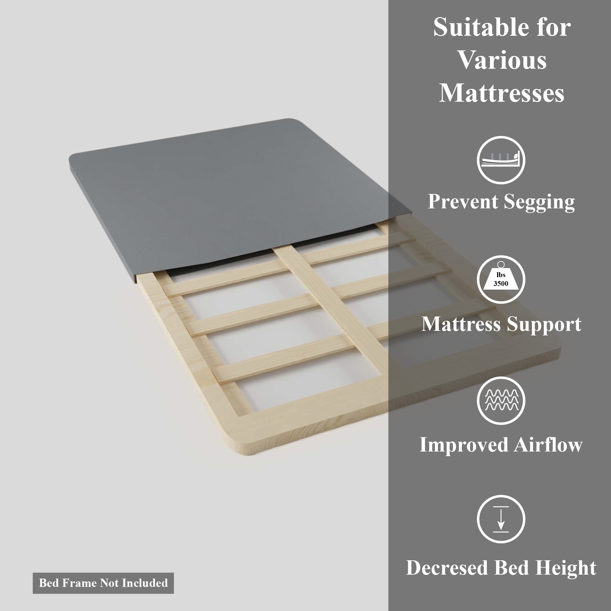 Continental Sleep, 1.5" Wood Bunkie Board, King(FOLD) Size, Heavy Duty, Fully Assembled
