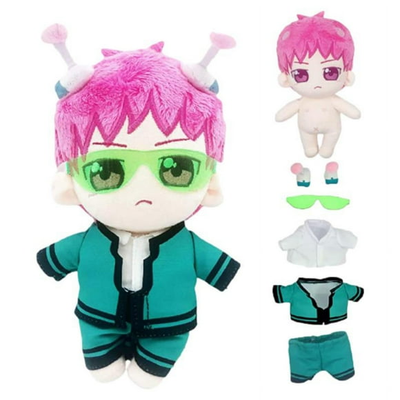 Saiki Peluche Mignonne Anime avec Poupée Cosplay Changeable Vêtements Cadeaux d'Anniversaire Cadeau de Noël pour Amis Enfants Adultes
