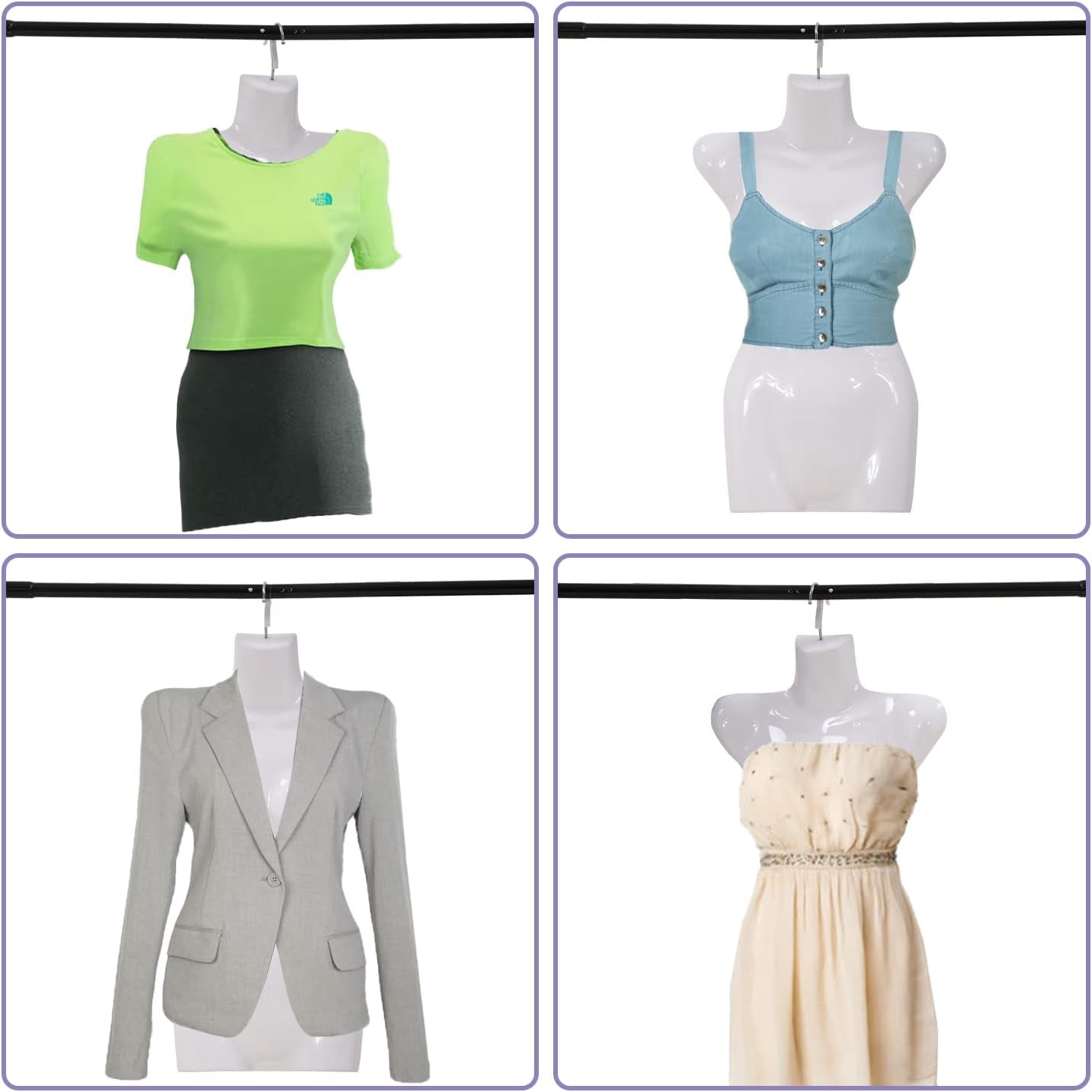 Dkelincs 4PCS Female Mannequin Torso 27"H Clothing Form Sewing Manikin Dress Model Display with Metal Hook, White