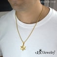 thumbnail image 3 of ‎555Jewelry Ribbed Stainless Steel Box Chain Star of David Necklace for Men & Boys, Small Jewish Star Necklace for Women, 24 Inch, Gold, 3 of 8