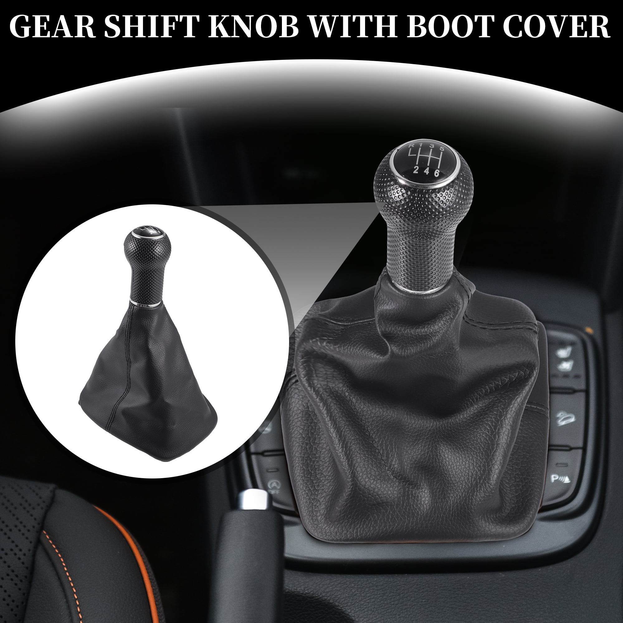 6 Speed Manual Gear Shift Knob with Cover - Stick Shifter Knob - for VW Bora 98-05 Plastic Black 1 Pc