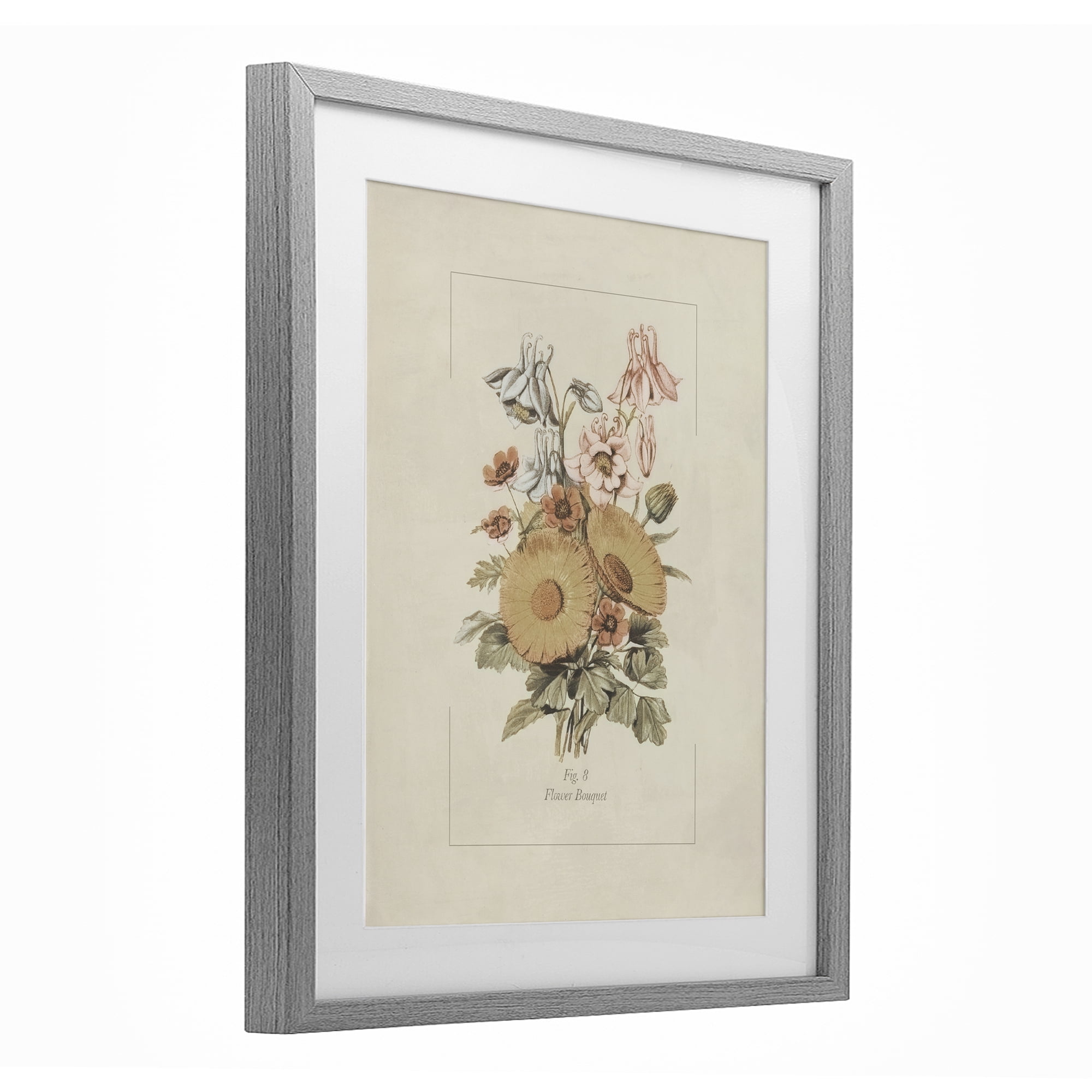 Stupell Industries Flower Bouquet Vintage Garden Gray Framed Print Under Glass, design by Dan Meneely
