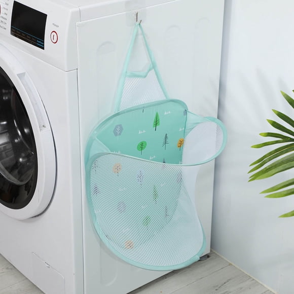 Xihbxyly Cesta de Lavandería para Colgar En La Pared, Plegable, con Diseño de Malla, Transpirable y Resistente, con Gancho Autoadhesivo para Una Fácil Instalación, Ahorra Espacio, para Uso Doméstico,