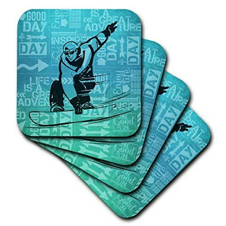 

Snowboarding Winter Sports Silhouette with Adventure Word Art set of 4 Coasters - Soft cst-173215-1