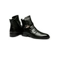 thumbnail image 4 of UKAP Men Leather Boots Pull-on Motorcycle Boot Buckle Strap Ankle Booties Business Shoes Comfortable Black (Inner Height Increase) 8, 4 of 6