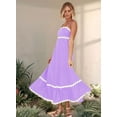 thumbnail image 3 of Women'S 2025 Summer Flowy Maxi Dress Casual Sleeveless Spaghetti Strap Ruffle Beach Long Dresses Taro  M, 3 of 4