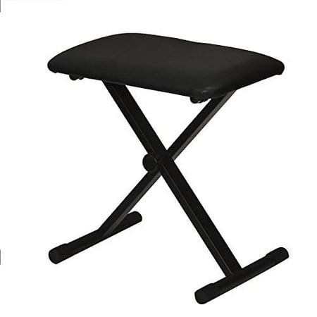 LESHP X-Style Piano Keyboard Bench Stool Chair - Electronic Organ Bench With Leather Pad, Solid Steel Construction, 17-19 Inches/43-48 Centimeters Height Adjustable (Black)