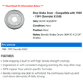 thumbnail image 2 of Rear Brake Drum - Compatible with 1988 - 1999 Chevy K1500 1989 1990 1991 1992 1993 1994 1995 1996 1997 1998, 2 of 2