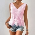 thumbnail image 2 of Womens Lace Tops Sleeveless V Neck Tank Tops Summer Crochet Beach Blouses Scalloped Hem Floral Print Loose Fit Lightweight Boho Top, 2 of 8