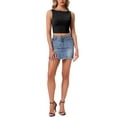 thumbnail image 2 of INSPIRE CHIC Women's Crop Top Metallic Threads Solid Color Boat Neck Sleeveless Top XS Black, 2 of 6