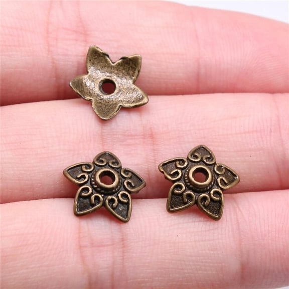 K-KED Multicolor 250 Pcs Tibetan Silver Bead Caps 13X13X3MM Diy Delicate Jewelry Making C14889-Bronze Plated
