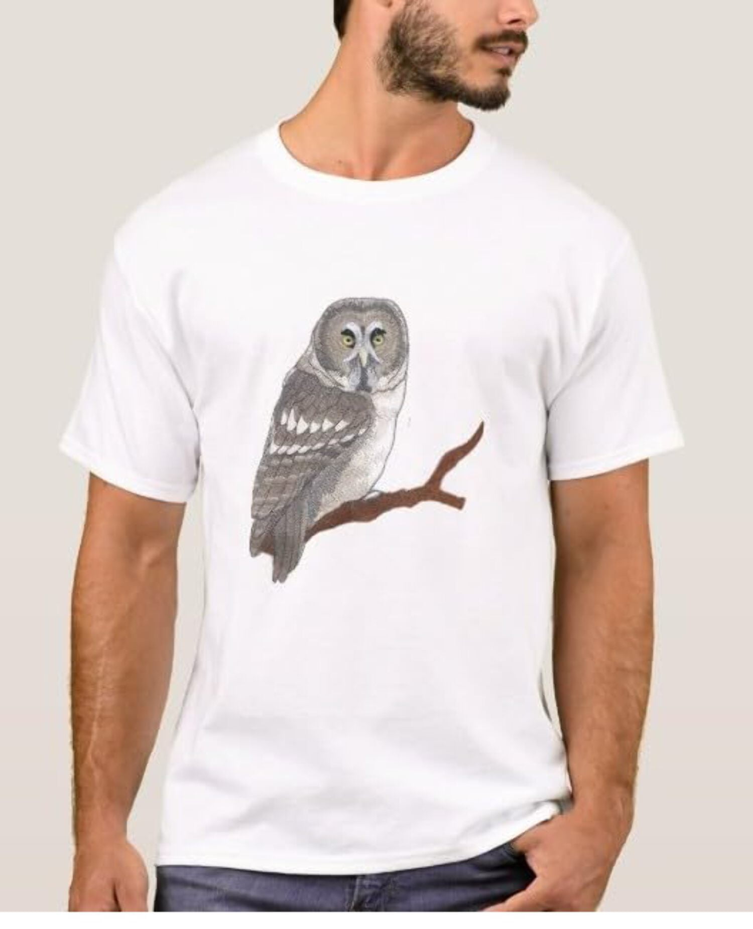 Beyond Vision Custom Birds [Great Grey Owl] Embroidered Iron on/Sew Patch (5.78" x 6.29")