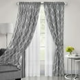 thumbnail image 2 of Woven Trends 2-Pack Double Layer Light Filtering Curtains, Moroccan Trellis and Modern Lattice Curtains for Living Room and Bedroom, Rod Pocket Panel Set of Two, 52" x 63", Gray, 2 of 7