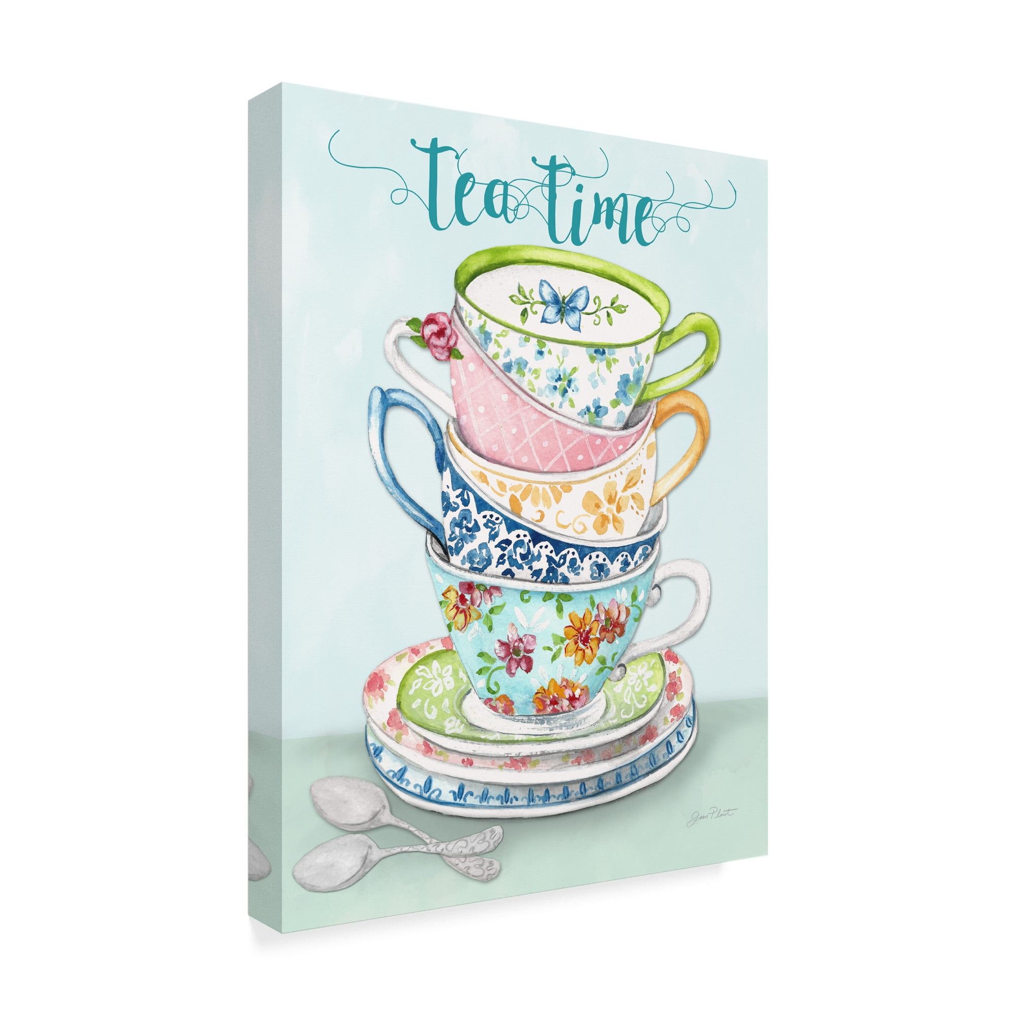 Trademark Fine Art 'Watercolor Teacups 1' Canvas Art by Jean Plout