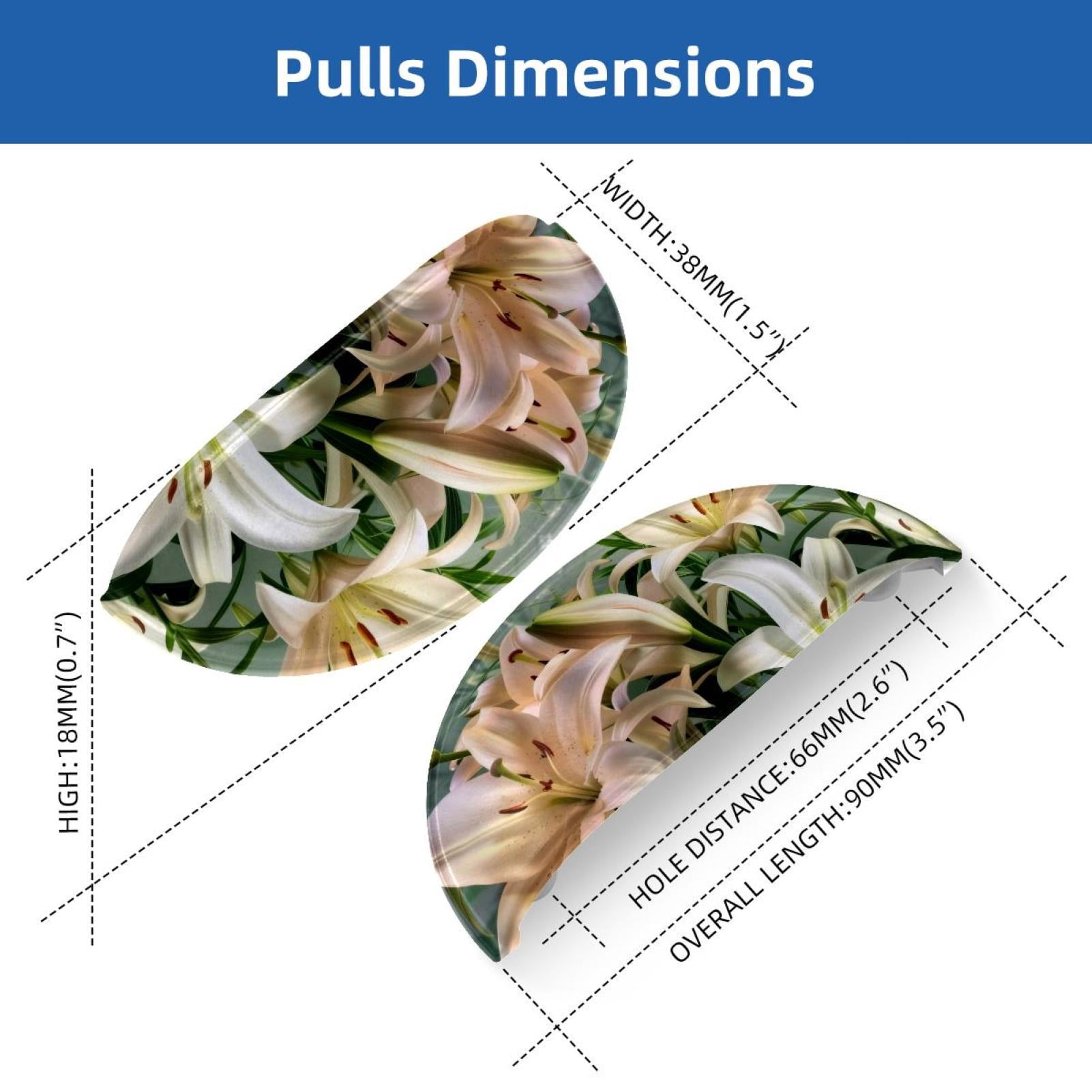 PhooArto 6 Pcs Cup Drawer Pulls, White Lily Flowers Blooming Shell Shape Handles Cabinet Knobs for Dresser Cupboard Closet Wardrobe with Screws