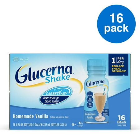 Glucerna Shake, To Help Manage Blood Sugar, Homemade Vanilla, 8 fl oz, Pack of 16