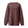 thumbnail image 2 of VANLOFE Women's Solid Color Long Sleeve Sweatshirt Round-Neck Sweatshirt for Women Women's Fashion Warm Brown Sweatshirt S, 2 of 3