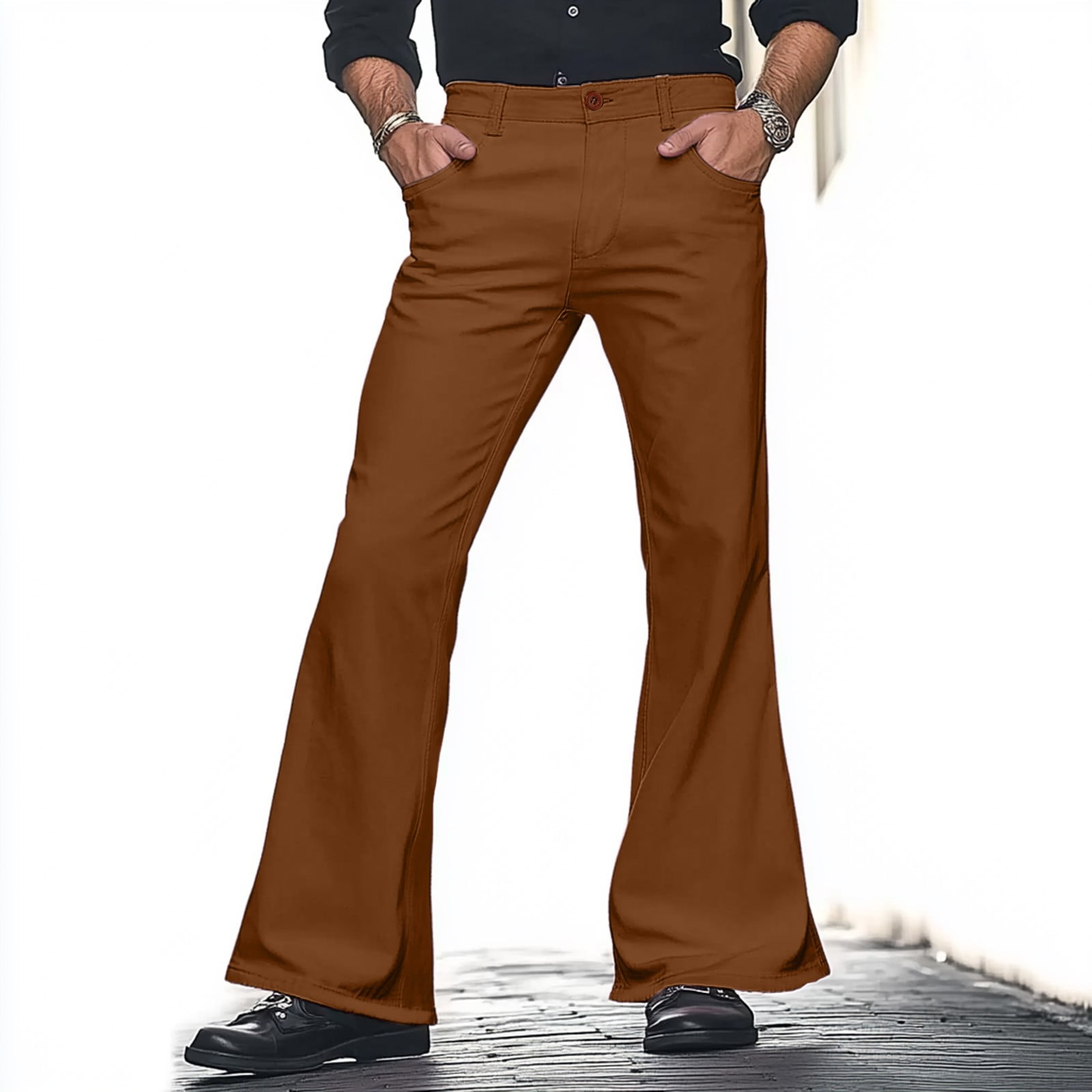 NAFUU Men's Flared Trousers Relaxed Vintage 60S 70S Bell Bottom