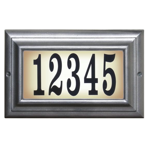Edgewood Large Lighted Address Plaque In Pewter Frame Color