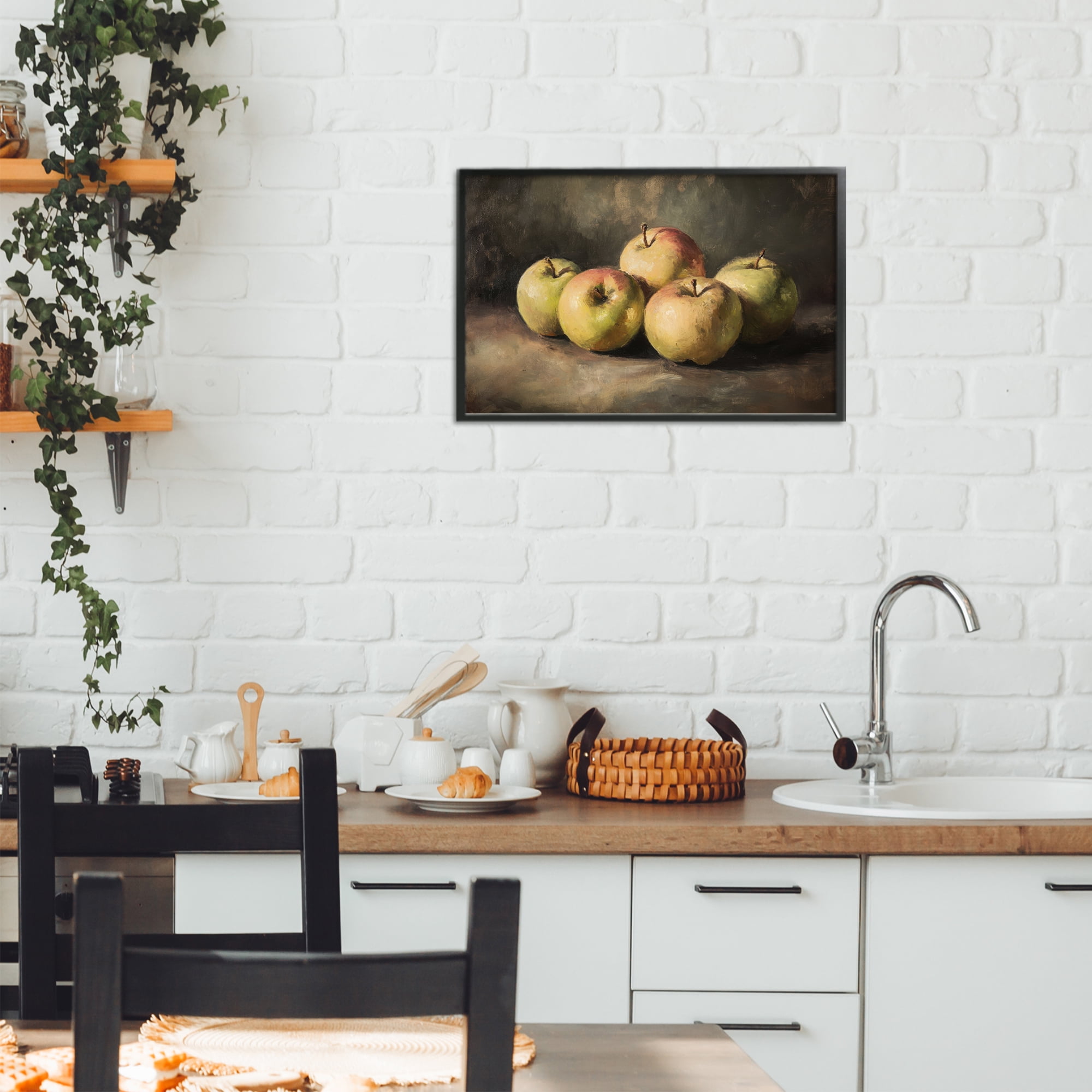 Stupell Industries Apples in Soft Shadow Black Framed Giclee Art, design by Petal Prints Design