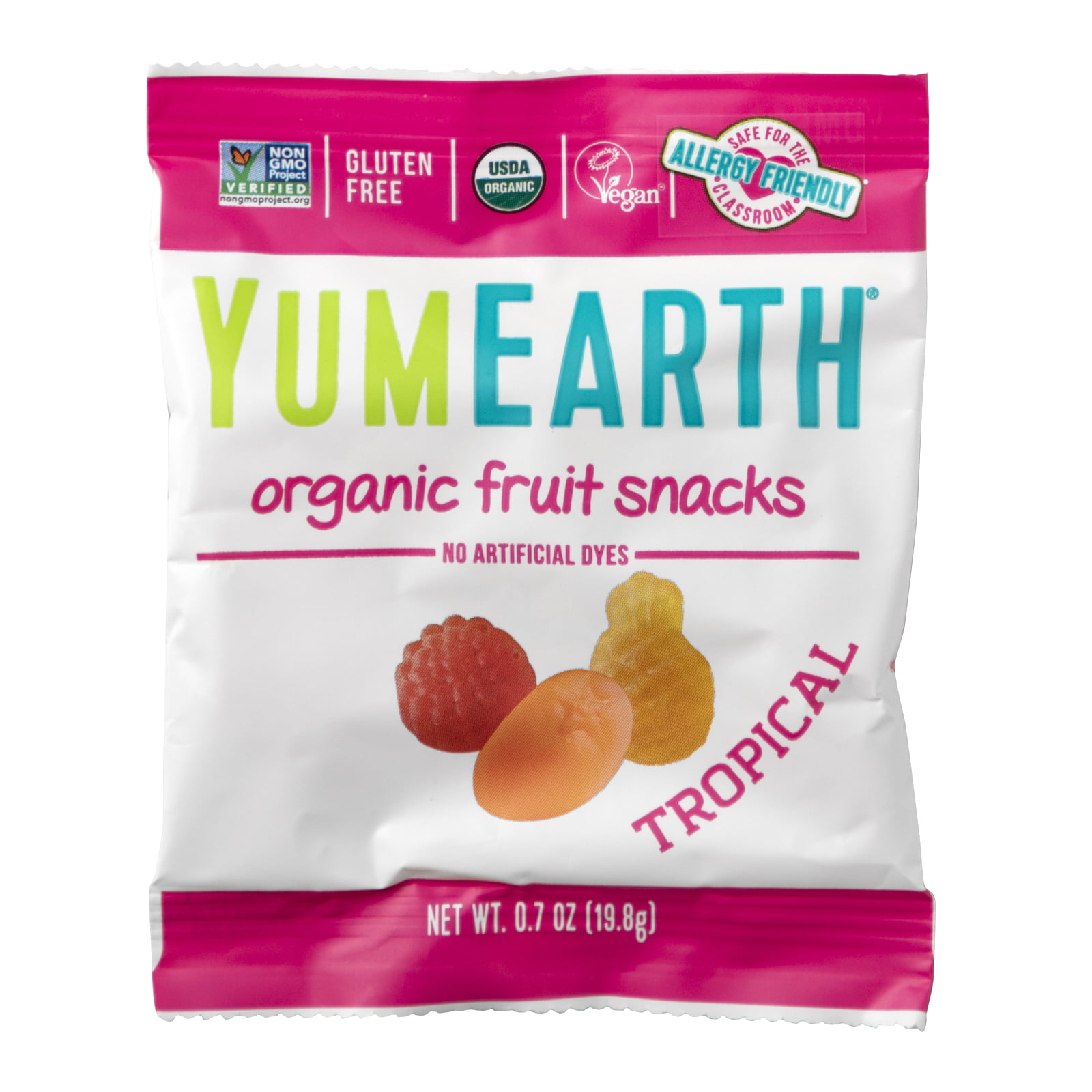 Organic Fruit Snacks, Tropical, 43 Packs, 0.7 oz (19.8 g) Each, YumEarth
