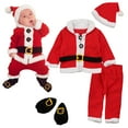 thumbnail image 2 of amropi Baby Boys Christmas Coats Tops+Pants+Hat+Socks 4Pcs Santa Clothes Set Red,6-12 Months, 2 of 6