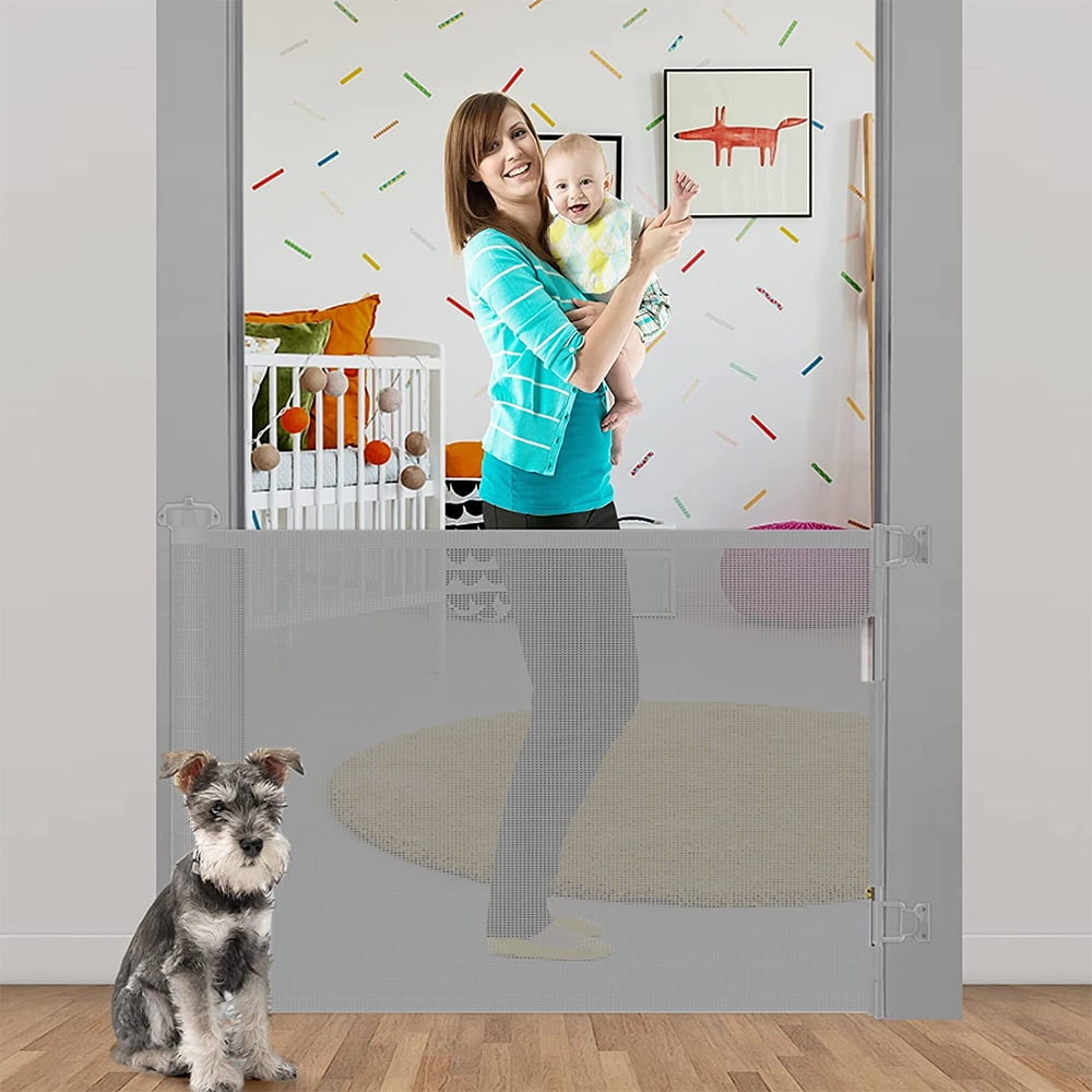Extendable Baby Gate Indoor Mesh Safety Gate for Stairs Doorways Hallways Magic Gate for Baby