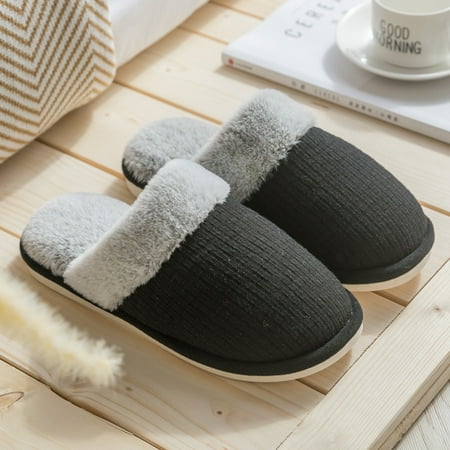 

Gubotare winter slippers for Men House Slippers with Arch Support Men Slip on Slippers Winter Warm Comfy Slippers Casual House Comfort Shoes Black 9.5