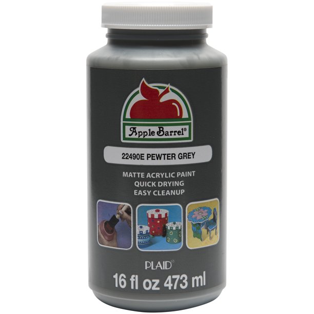 Apple Barrel 22490E Acrylic Craft Paint, Matte Finish, Pewter Grey, 16