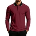 thumbnail image 3 of Josdec Men's Color Block Long Sleeve Top, Turndown Collar Contrast Piping Casual Base Shirt for Daily Layering S‑XXL, 3 of 8