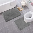thumbnail image 3 of Bath Mat Set by LuxUrux, Bathroom Rugs Sets 2 Piece Soft Plush Bath Rug +Squared Cut Out Toilet Mat.1 Microfiber Shaggy Carpet, Super Absorbent (Curved Set Square, Light Grey), 3 of 8