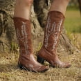 thumbnail image 2 of XZNGL Women Fashion Embroidery Riding Boots Casual Warm Middle Heels Middle Tube Boots Shoes, 2 of 9