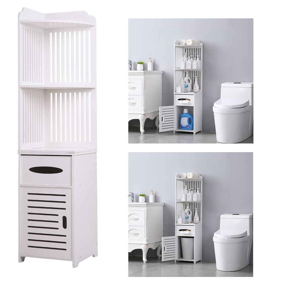 Details about   Corner Cabinet Small Bathroom Shelves Storage Organizer Tall Kitchen Hutch White 
