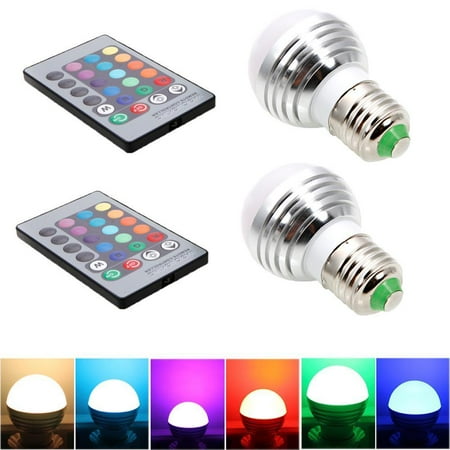 Ktaxon 2-Pack Dimmable A19 Magic RGB LED Light Bulbs, Color Changing, 160 Beam Angle, 3W, 16 Color Choice, Remote Controller Included, E27 Medium