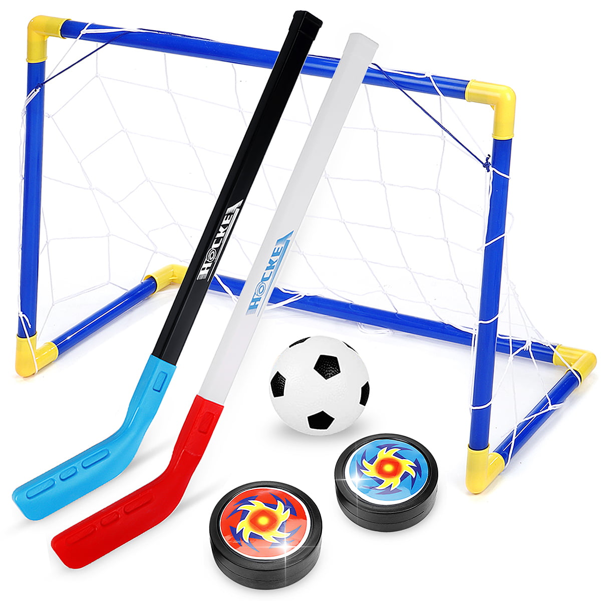 Kids Air Hockey Set Hover Soccer Football Field Toy Ball Pusher Gate TH1438 