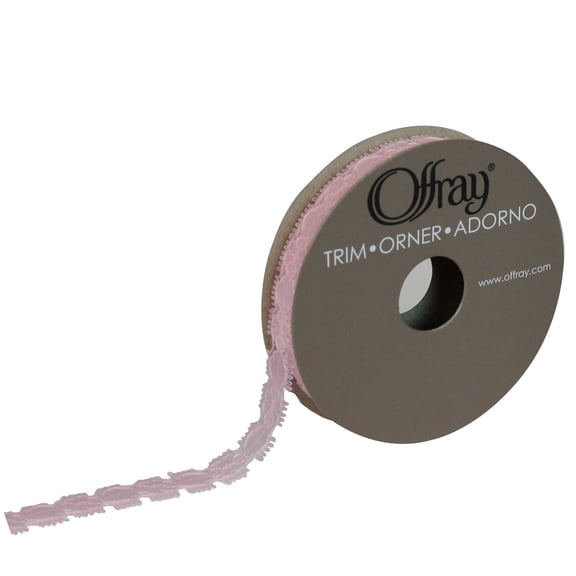 Offray 7/16" Light Pink Petite Lace Trim, 3 Yards, 1 Each