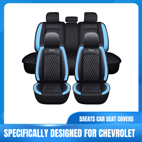 Tuqiang Car Seat Covers for Chevrolet for Equinox 2005-Present 5-seater Leather Auto Seat Protector, Waterproof Scratch-resistant Luxury Auto Seat Cushion Protector, Black and Blue