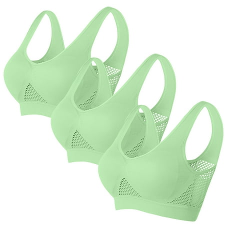 Ecqkame 3Pc Bras for Women No Underwire Push Up Bra Plus Size Solid Color Everyday Breathable Supportive Bra 3PC Mint Green XXXXXL on Clearance