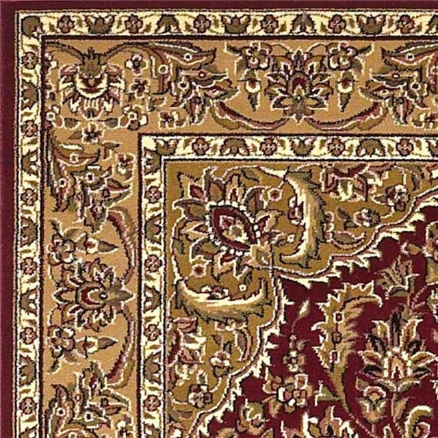 HomeRoots 352871 7 ft. 7 in. Octagon Polypropylene Red & Beige Area Rug