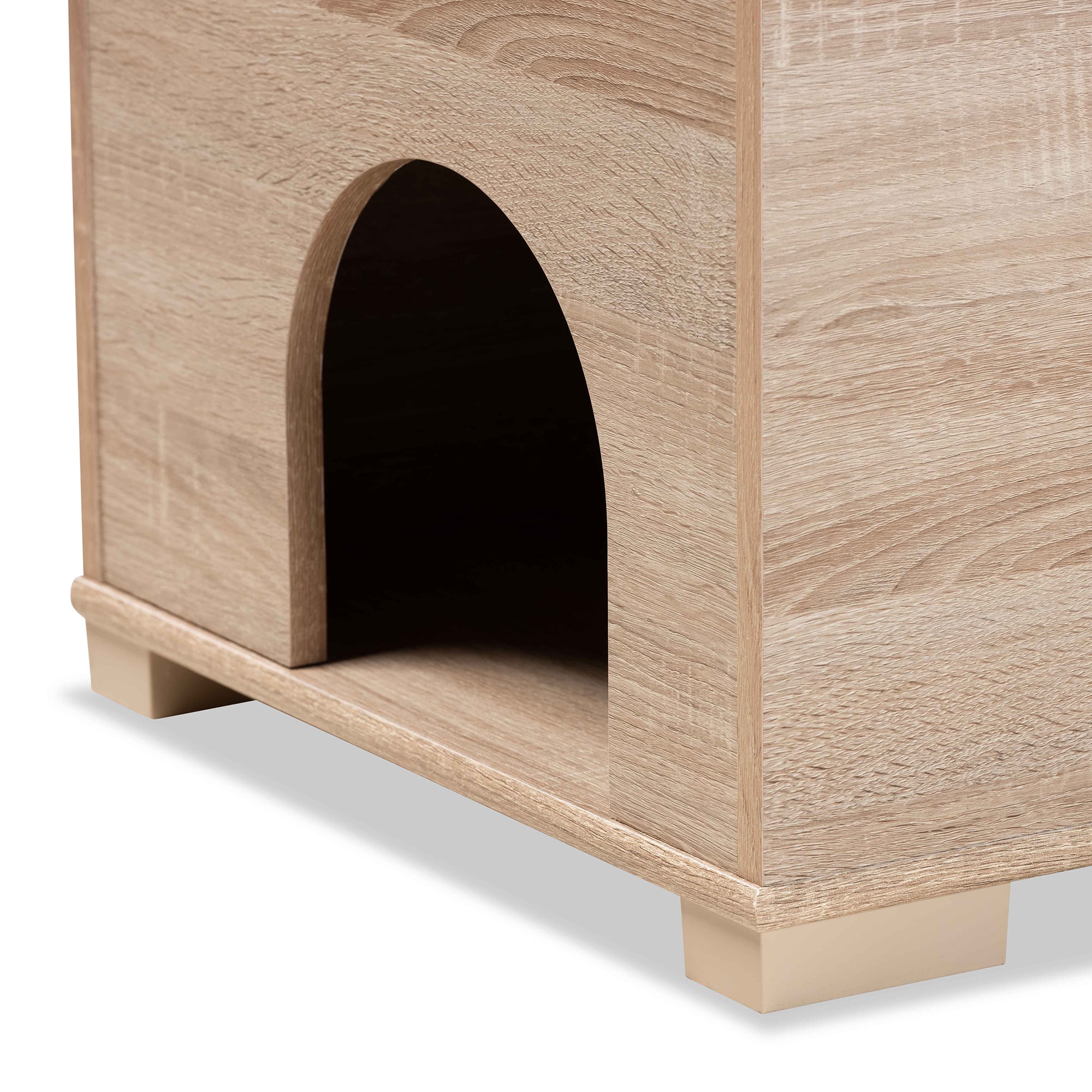Baxton Studio Mariam Modern and Contemporary Oak Finished Wood Cat Litter Box Cover House