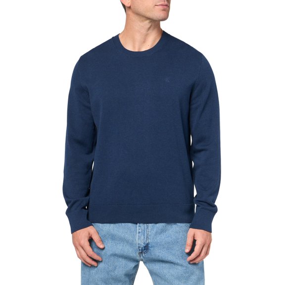 Calvin Klein Men's Logo Crew Neck Sweater, India Ink Heather Small