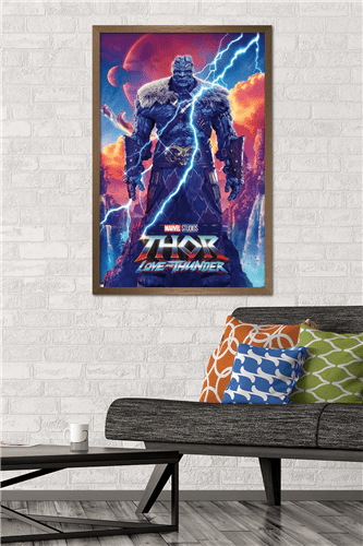 Marvel Thor: Love and Thunder - Korg One Sheet Wall Poster, 22.375" x 34" Framed